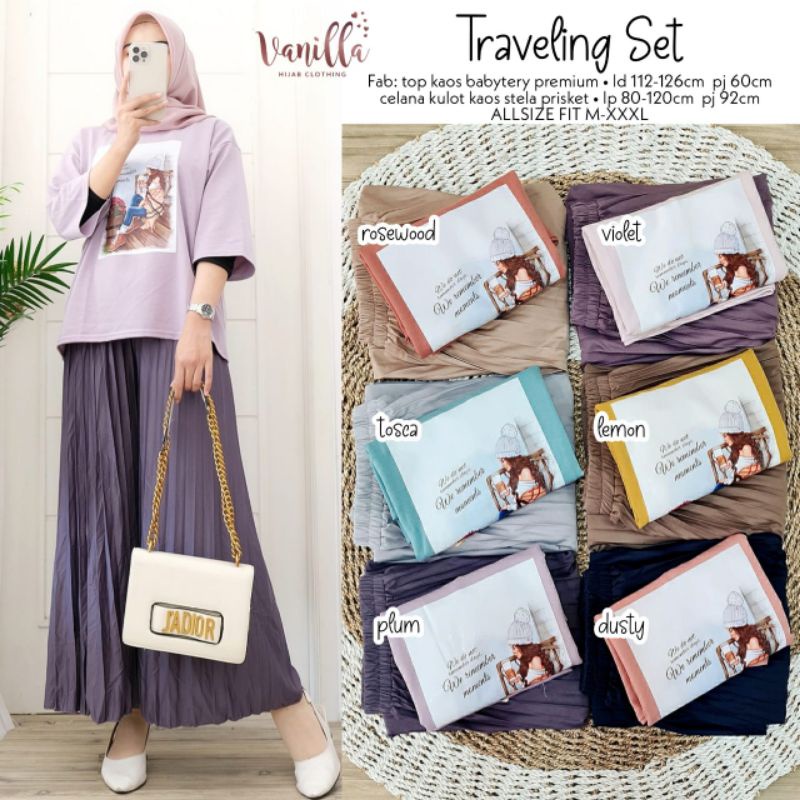 TRAVELING SETELAN CELANA KULOT PLISKET BY VANILLA