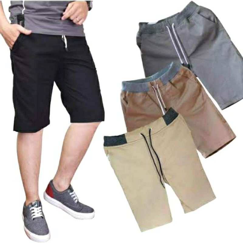 {PAKET USAHA} CELANA PENDEK PRIA CHINOS PINGGANG KARET TERMURAH BISA PILIH SIZE &amp; WARNA! size 27-38