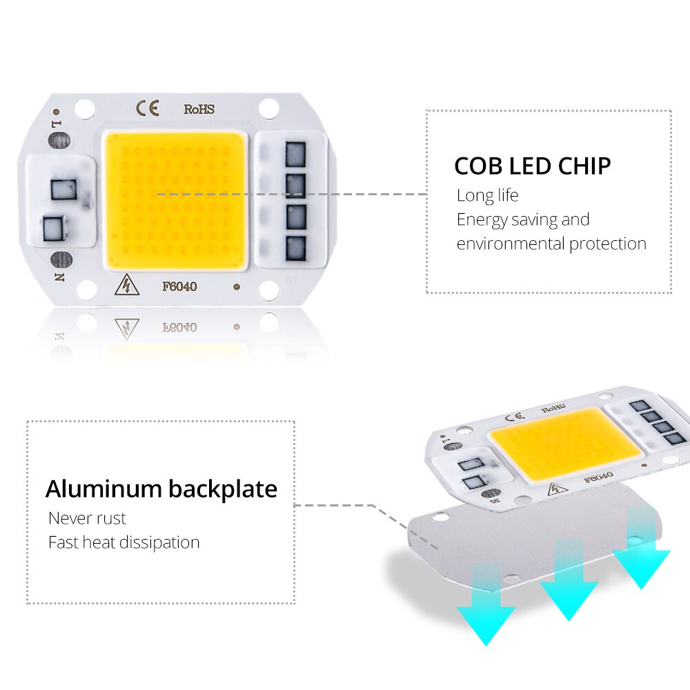 Chip Lampu Sorot Led Cob 110 / 220v 20 / 30 / 50w Untuk Outdoor