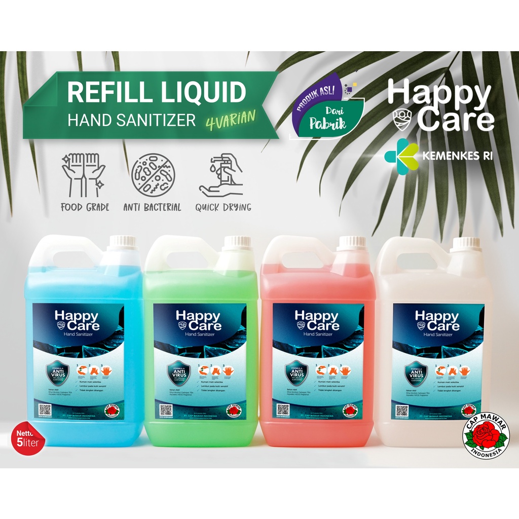 Hand Sanitizer Happy Care Liquid Cair (Jeruk) Refill 5L IZIN KEMENKES