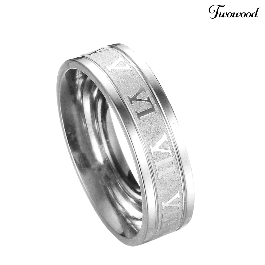 Cincin Bahan Stainless Steel Model Angka Romawi Untuk Pria