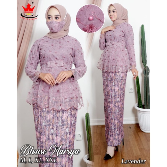 ADE> REALPICT SET KEBAYA MARSYA / KEBAYA TULLE BORDIR / OUTFIT KEBAYA PESTA / KEBAYA WISUDA MODERN-Purple