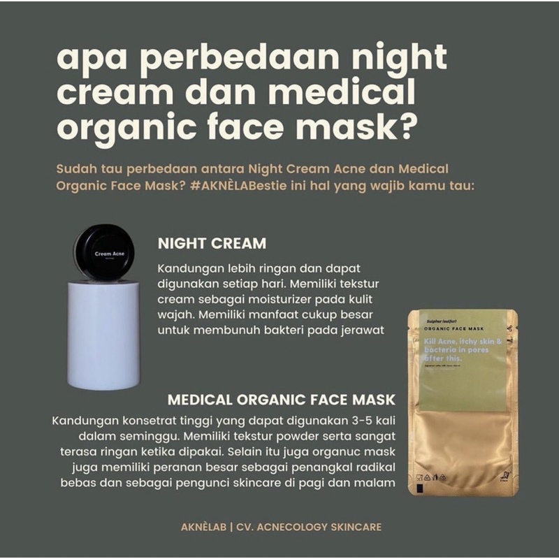 Sulphur Organic Mask - masker for acne Aknèlab (mengeringkan jerawat meradang dan membandel)