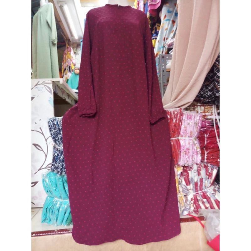 Gamis Crincle Rubiah Warna Maroon