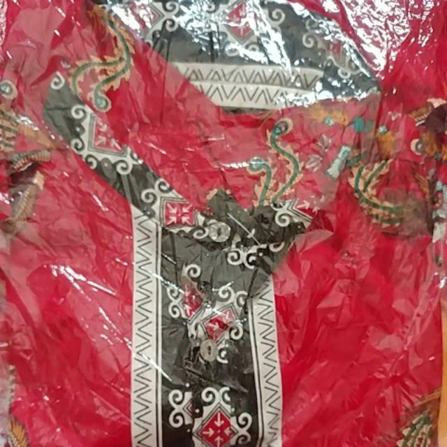 Kemeja 113zy# Kemeja Batik Pria Dewasa Edisi Imlek Warna Merah Bahan Katun Stretchy