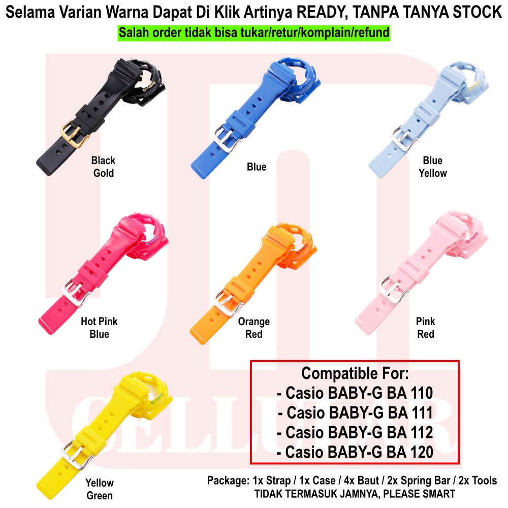 Strap Untuk Casio Baby-G BA 110 111 112 120 BA110 BA111 BA112 BA120 - Tali Jam Resin Set Dengan Case Glossy