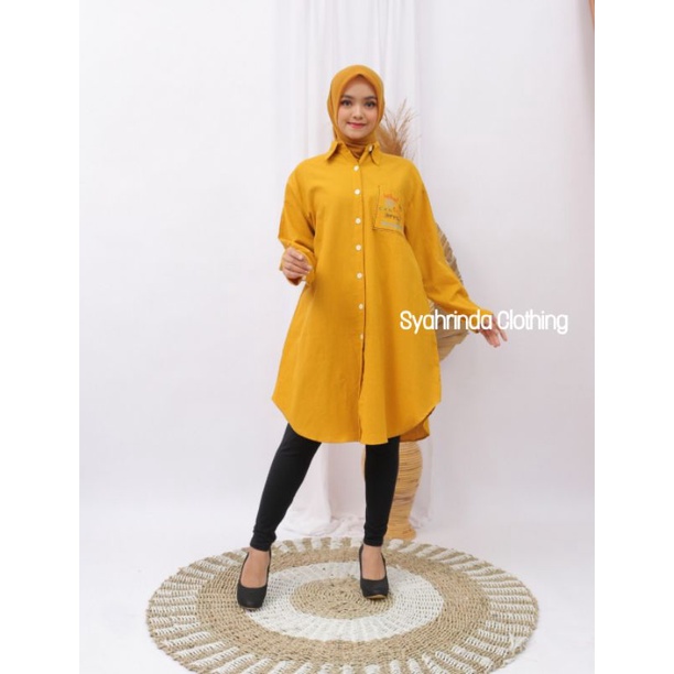 Tunik Kemeja Katun Linen Import