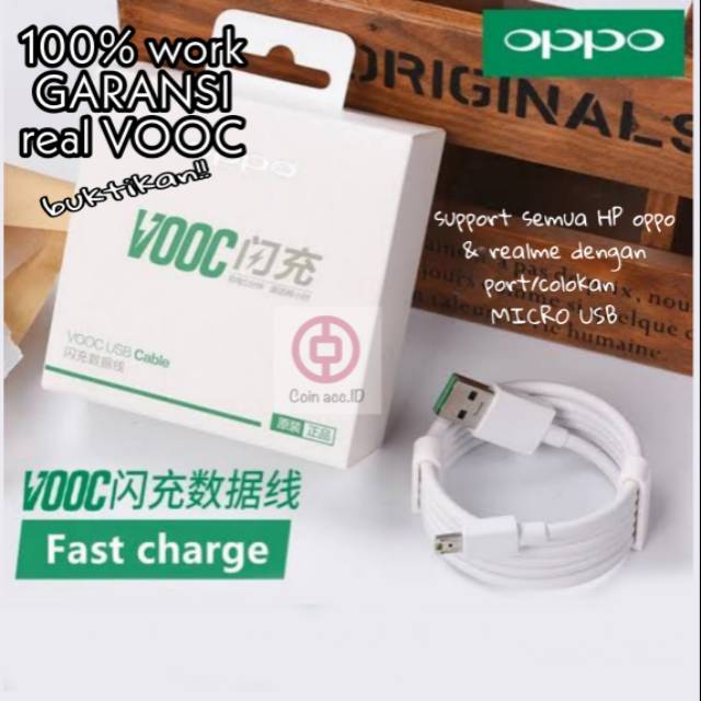 [GARANSI] Kabel usb / casan / data OPPO VOOC &amp; REALME fast charging ORIGINAL MICRO USB