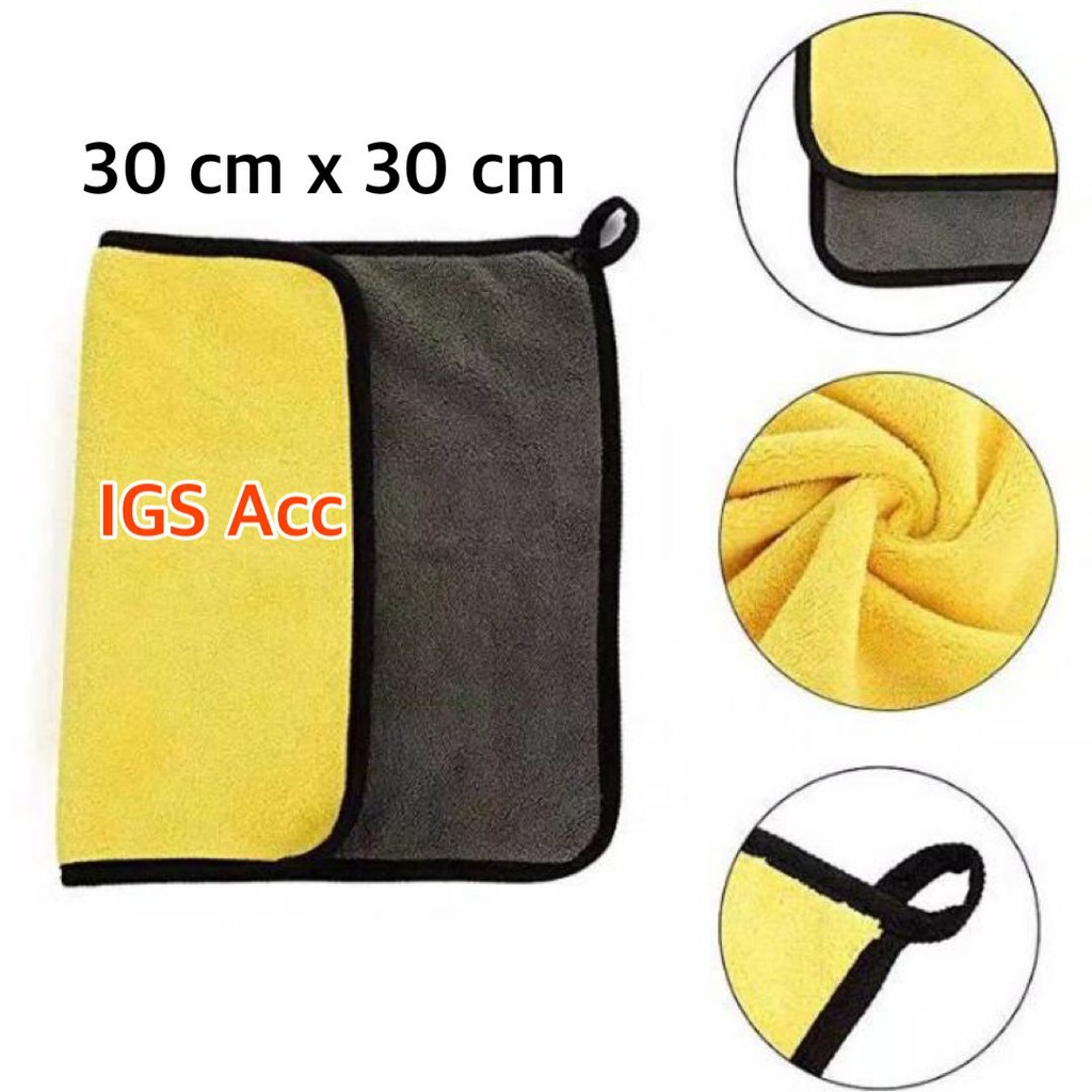 Kain Lap Microfiber 30X30cm Kain Lap Kuning Mobil Motor Serbaguna 2 Sisi Bisa Untuk Lap Kaca, Sofa, Meja, Kursi Dll