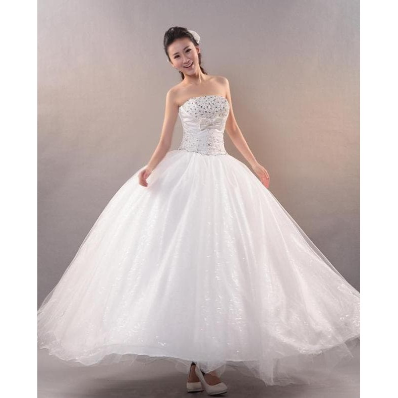 Wedding Dress - Gaun Pengantin Payet Pita Kecil Korea