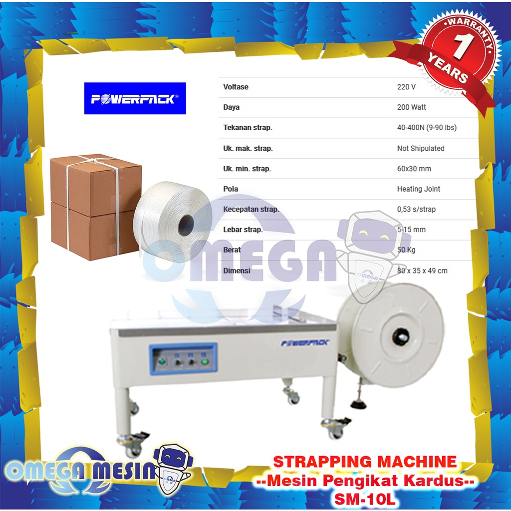 

Mesin Pengikat Kardus / Strapping Machine SM-10L POWERPACK - Semi Otomatis