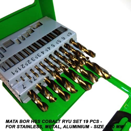 Ryu Set 19 Pcs - For Stainless, Metal, Aluminium - Mata Bor HSS Cobalt