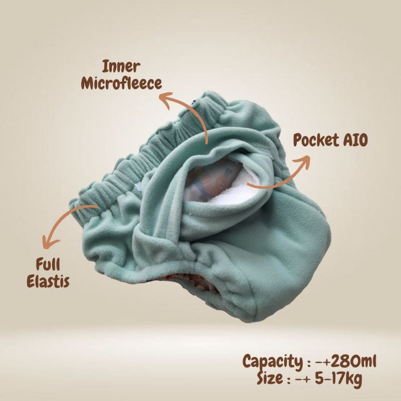 Clodi Ningrat Drypant Popok Kain Celana Modern Cuci Ulang Ramah Lingkungan ukuran Reguler dan Jumbo [ Bunda Altaf ]