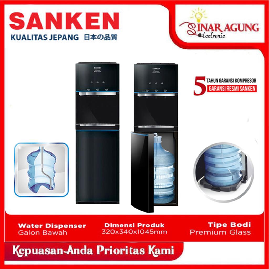 Jual Sanken Water Dispenser Bottom Loading Hwd C590g Bk Tempered Glass Indonesiashopee Indonesia 1649