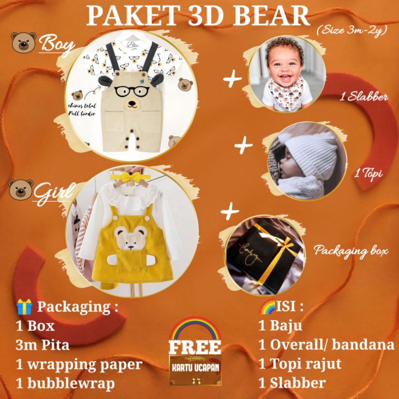 HAMPERS kado BAYI lahiran ulang tahun anak Baby gift box parsel BRANDED bajutasmurahku BTM-3D BEAR