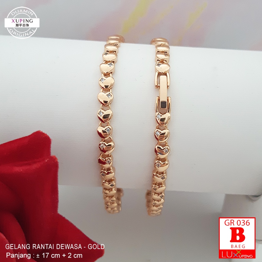 GR 036 Gelang Xuping Premium Gelang Tangan Dewasa Mata Zirkon Jernih Perhiasan Xuping Set Lapis Emas Imitasi Gelang Mas 18K Permata Jernih Xuping Set Murah  Gelang Xuping Asli Luxx Xuping