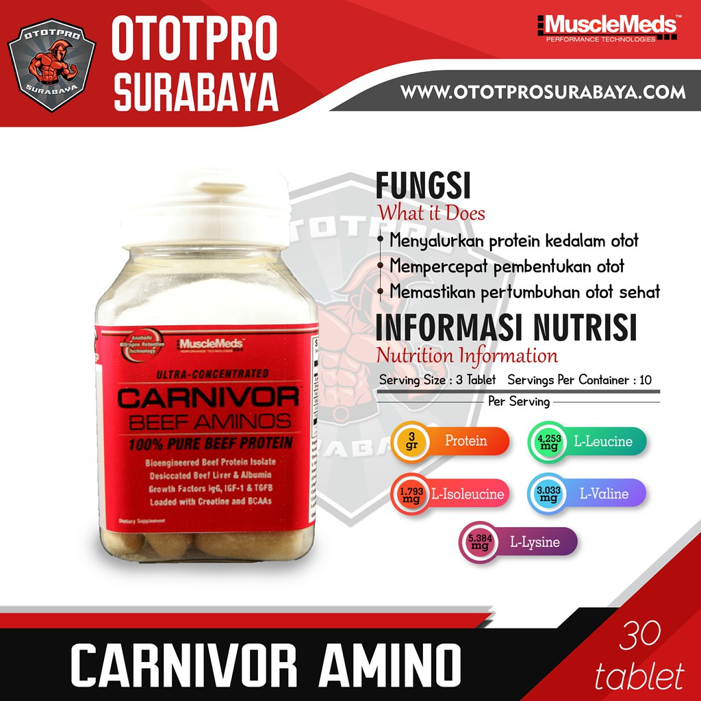 MuscleMeds Carnivor Amino 30 tablet/BCAA/Amino/Beef/Protein/Supplement