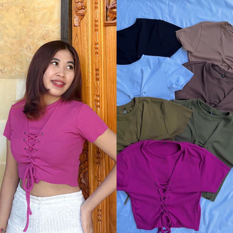CROP TOP MATA AYAM// CROP TOP TALI SILANG // CROP TOP RIB SILANG