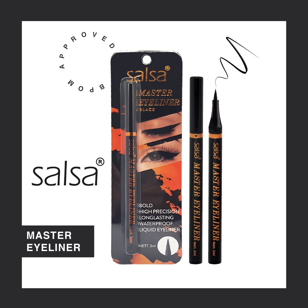 Salsa Master Eyeliner/Eyeliner Pen Black /Eyeliner Spidol (Original)