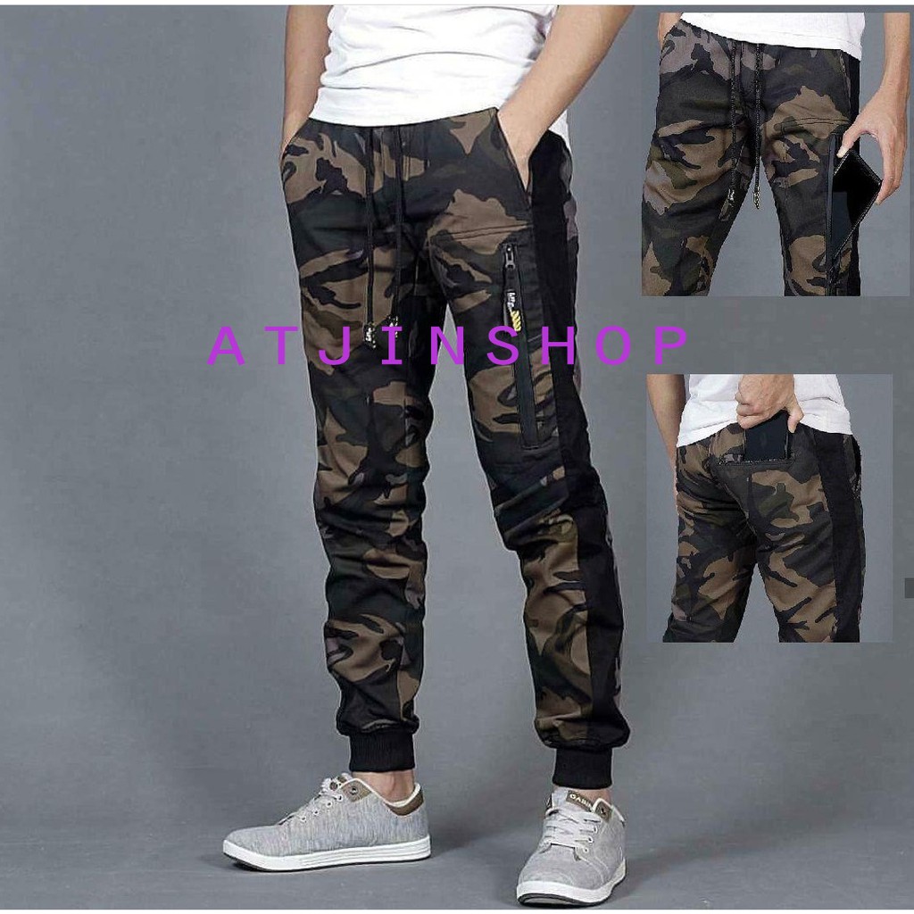 Atjin- Celana Panjang Jogger Pria Camo Tactical Army Commando Pria [ READY 4 corak army].