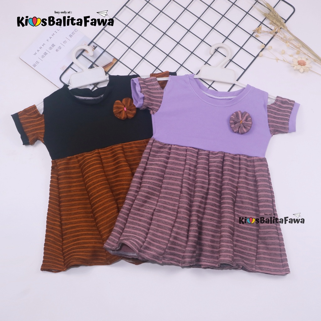 Dress Naura uk 1-2 Tahun / Balita Anak Perempuan Murah Dres Lengan Pesta Kaos Baju Motif Gaun Lucu