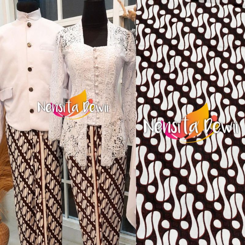 Sepasang Jarik Instan Jogja / Lis Putih - Motif Lereng Tanggung