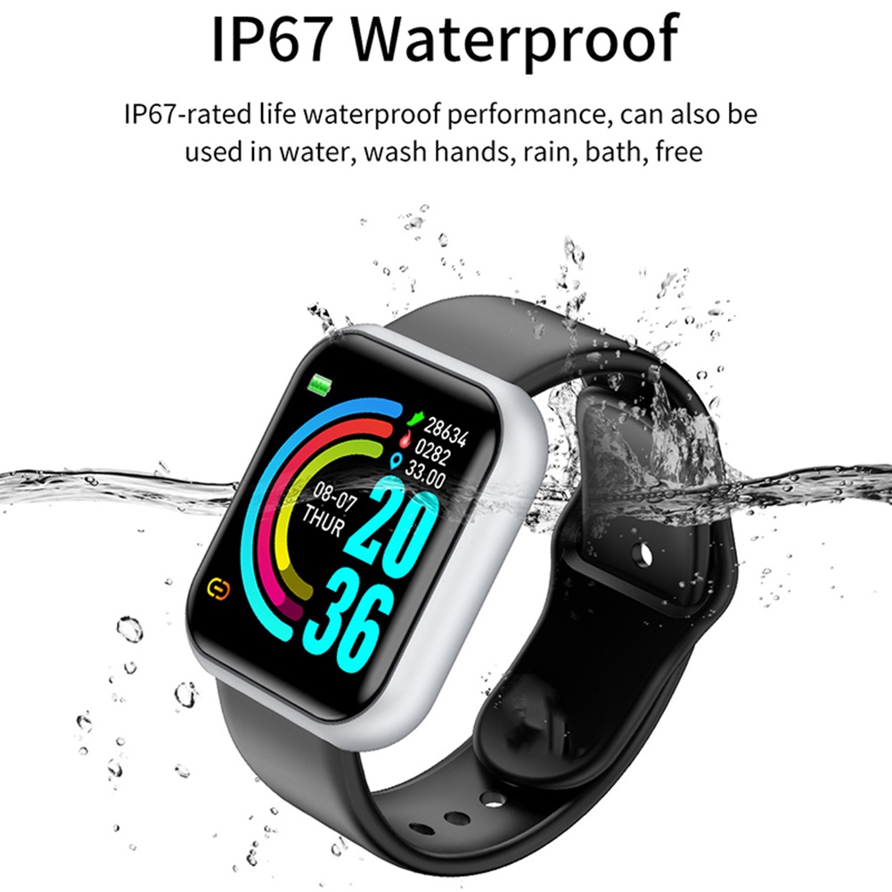 SKMEI Y68 Smartwatch band Jam Pria Wanita Sport Fitness Tracker Heart Rate Blood Oxygen Jam pintar digital Bluetooth Android synchronize sinkronisasi mi band  Y68 Smart Watch Fitness Bracelet Heart Rate Monitoring Reminder Step Counting Information Push