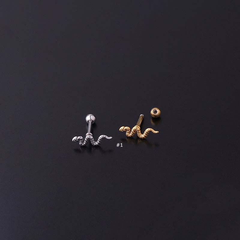 1pc Anting Tindik Tubuh / Hidung / Bibir Bentuk Ular 16Gauge