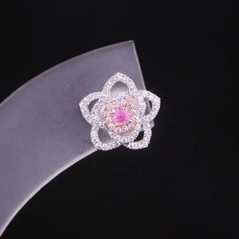 Anting Tusuk Desain Bunga Hias Kristal / Berlian Warna Pink Gaya Mewah Untuk Wanita