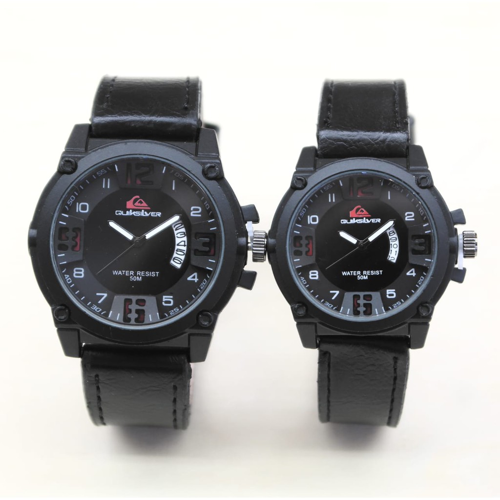 JAM TANGAN COUPLE QUIKSILVER KULIT TANGGAL AKTIF