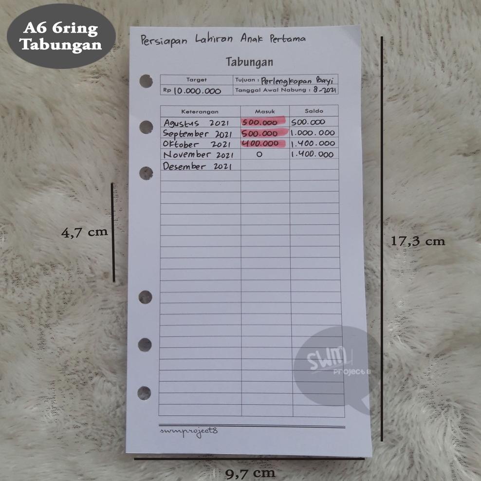

(PROMO IKD87) PAKET CASH BINDER A6 6RING - budget wallet plan dompet pintar atur anggaran keuangan bulanan ❈