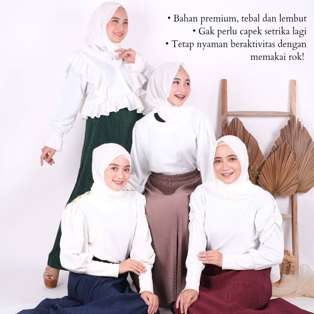ROK KERJA WANITA / ROK A-LINE PLISKET LIDI / BISA UNTUK FORMAL CASUAL / NESA PLEATS SKIRT DEEWIDIY-4