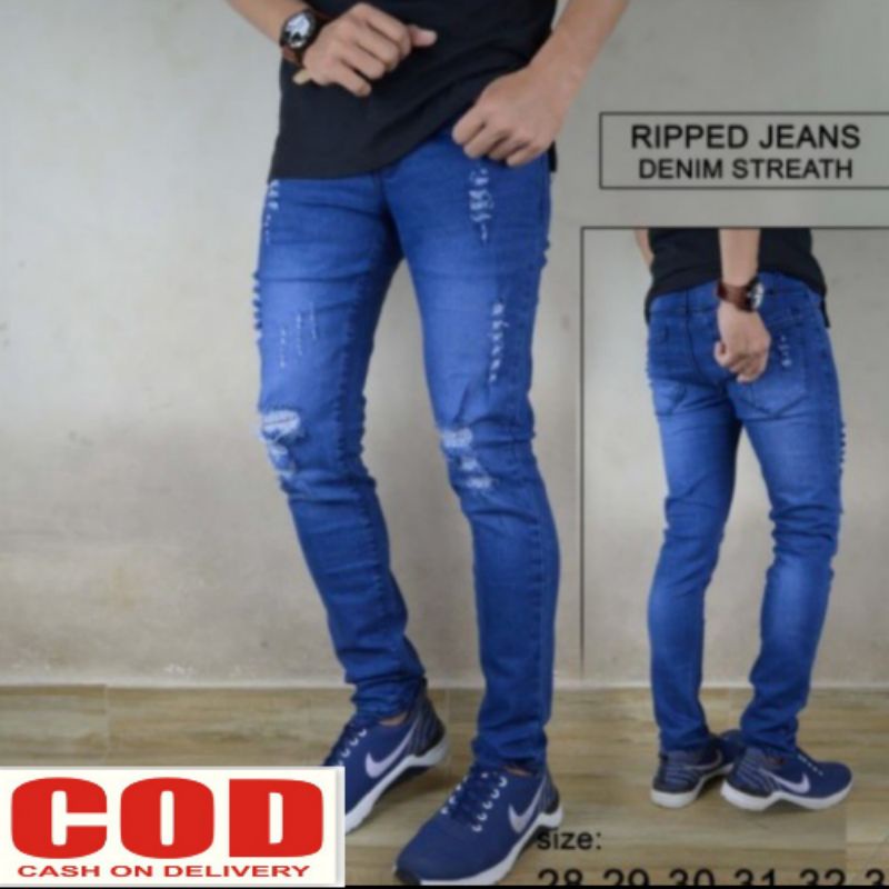Celana Sobek Pria big size Celana cowok ripped sobek
