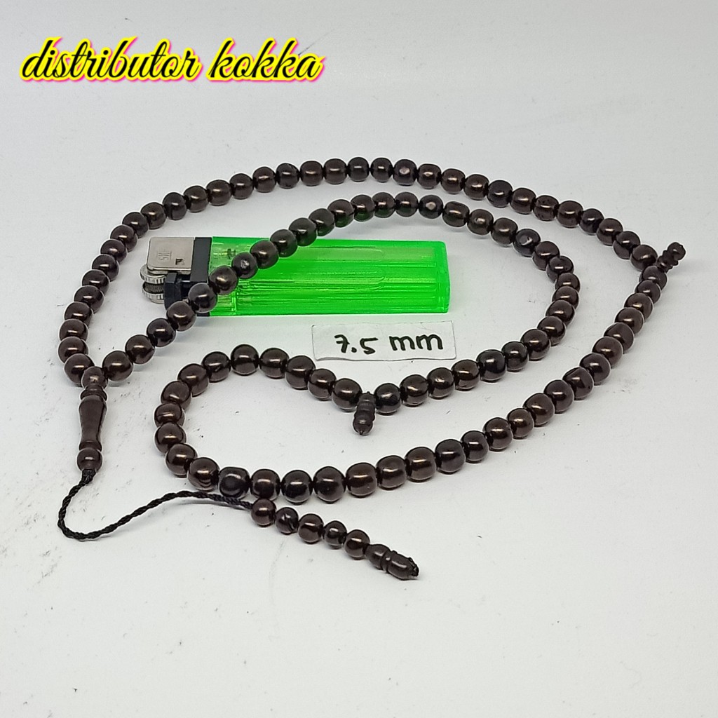 ( SUPER MURAH ) Tasbih Kokka kaukah 99 bulat  7,5 mm hitam