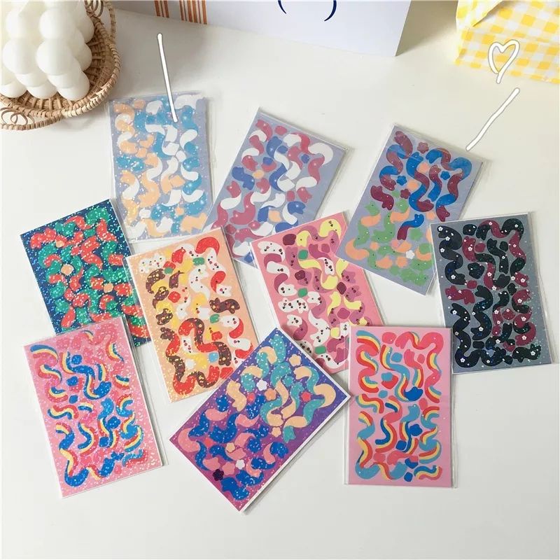 

1 Lembar Sticker Polco Hologram Bling Bling Photocard Journal Album KPop Ribbon Confetti