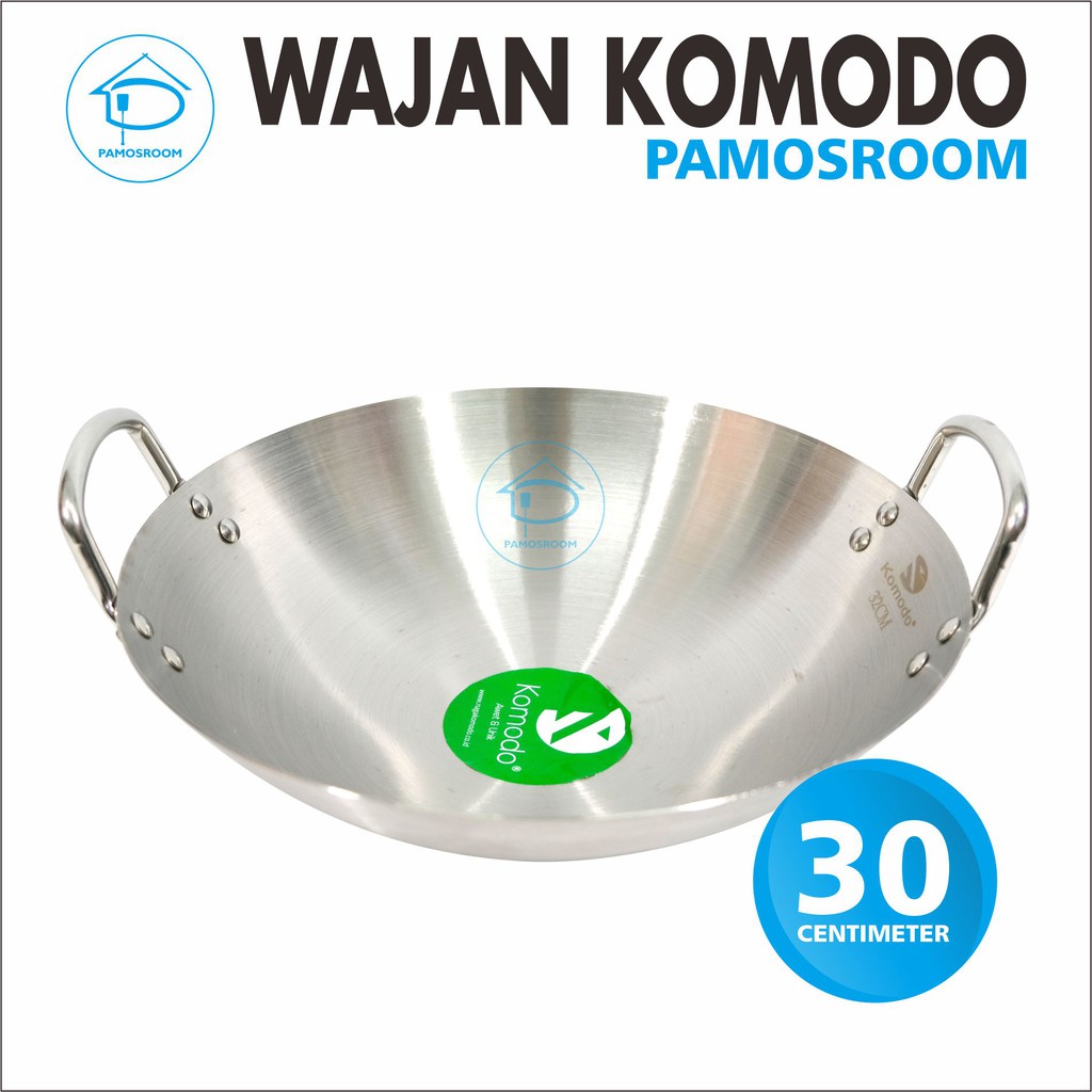Komodo Kuali Wajan 30CM  Penggorengan Stainless Steel Anti Lengket Berkualitas