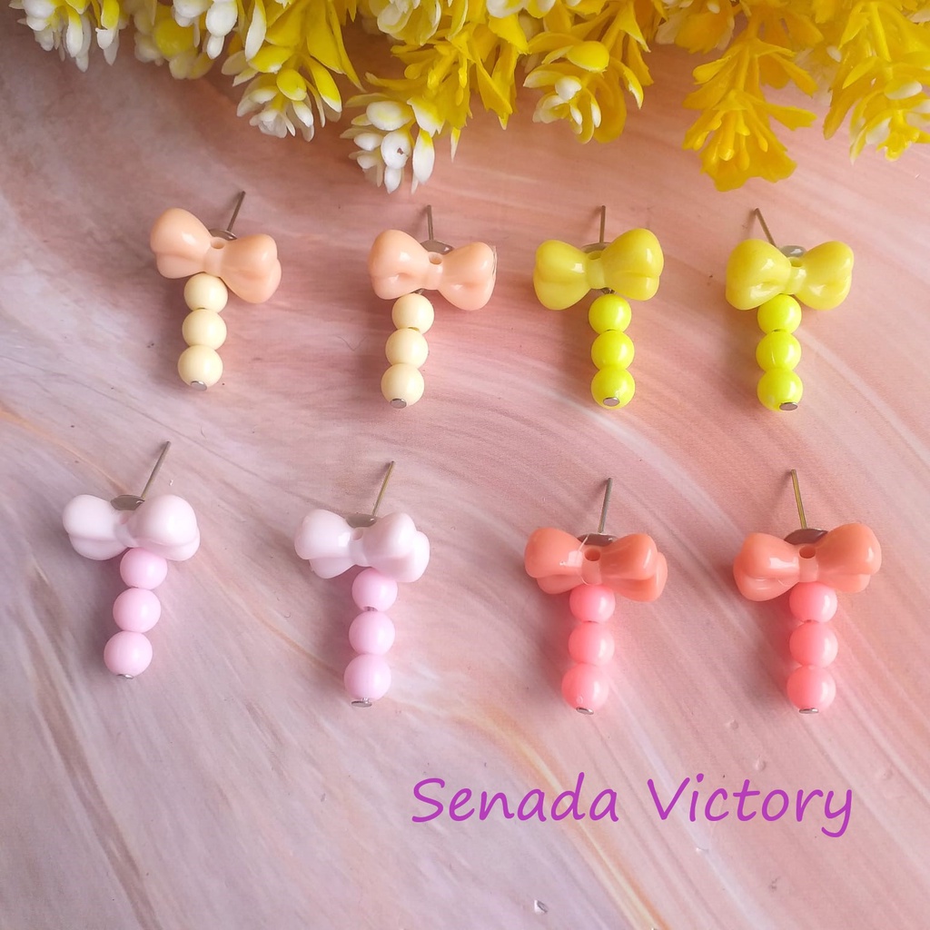 Senada Victory Anting Anak Anting Wanita Aksen Pita Pastel Aksesoris Wanita SVA023