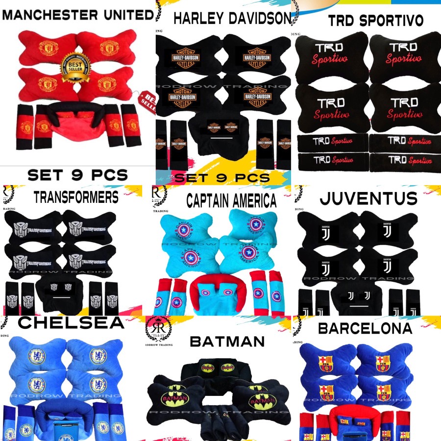 Bantal mobil 9pcs logo jersey bola