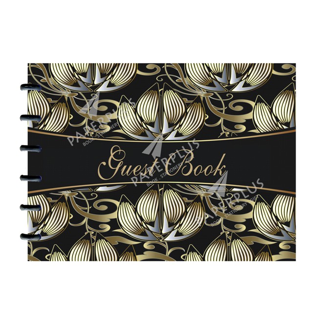 

Guest Book Batik Daun Garis Gold