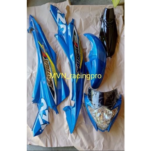 Cover body suzuki satria fu fl facelit face lift fulset tanpa sayap warna biru GP plus sticker BAHAN