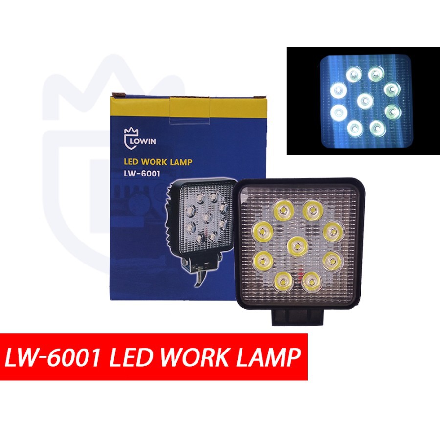 LED WORKING LAMP | LAMPU KERJA LW 6001 TEBAL, PUTIH 9 LED SQUARE TEBAL