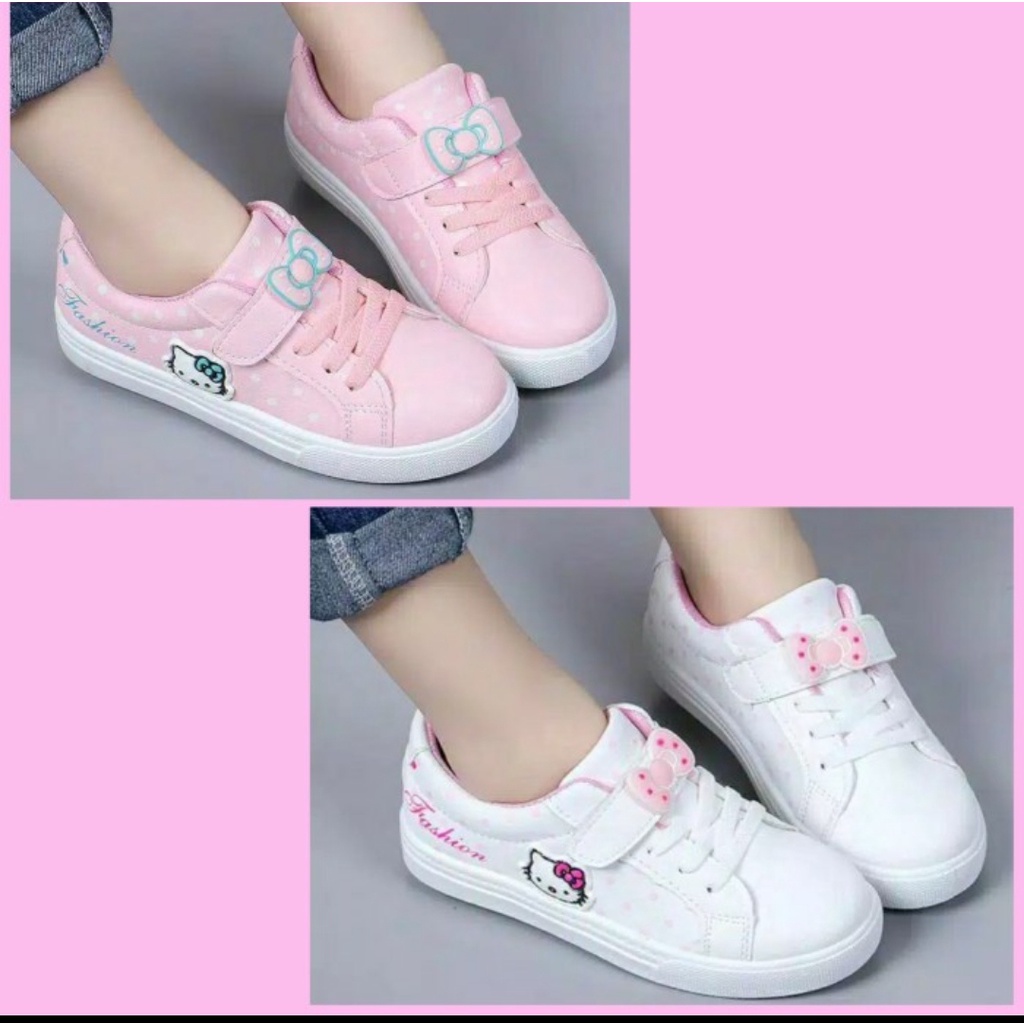 Sepatu Kets Hello Kitty Pita Anak Perempuan Lucu Modis Murah/ Sepatu Sneakers Prepet HK Anak Cewek/ 