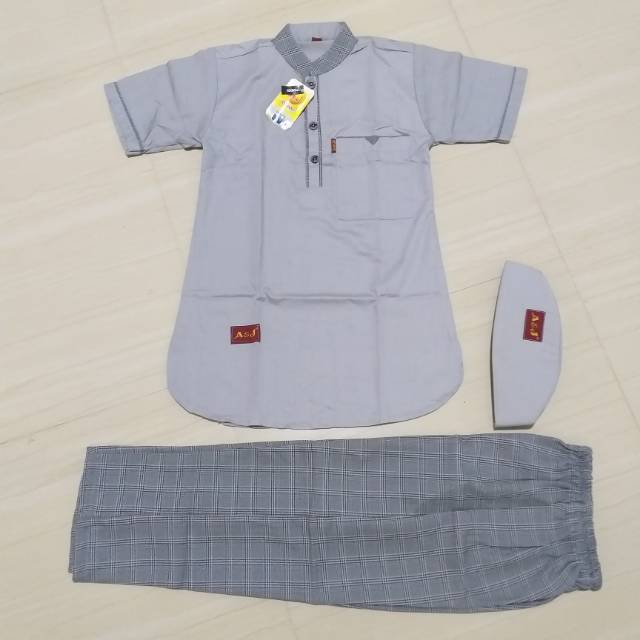 ABU MUDA / SILVER - BAJU KOKO ANAK PAKISTAN CELANA KOTAK MERK AJ A& J AL JAMI CIREBON JAWA BARAT