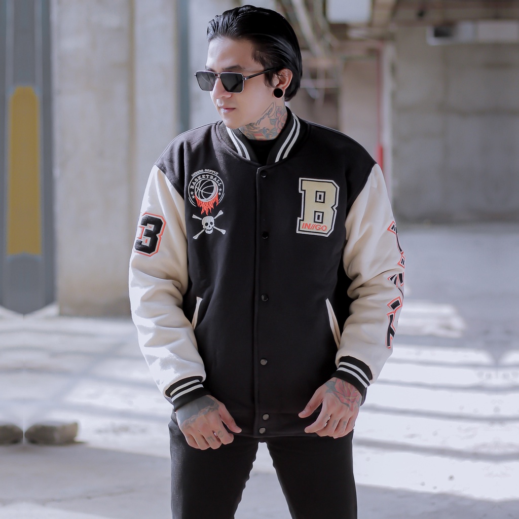 JAKET PRIA - JAKET BASEBALL VARSITY - VARSITY JACKET - JAKET VARSITY INDIGO BASSKET - JAKET BOMBER BASEBALL SUKAJAN VARSITY