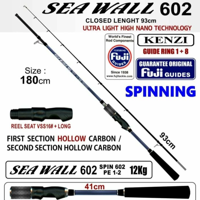 Joran Pancing Rod KENZI SEA WALL 180cm (Line Test PE.1-2)
