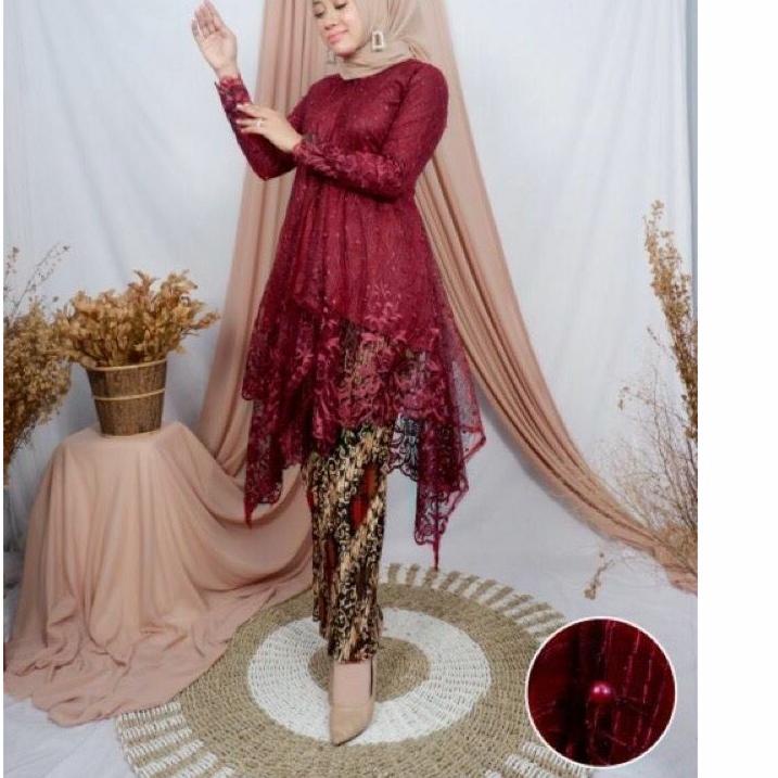 Bagus Dipakai.. SET KEBAYA TUNIK ARUMI/KEBAYA TULLE/KEBAYA MODERN/KEBAYA