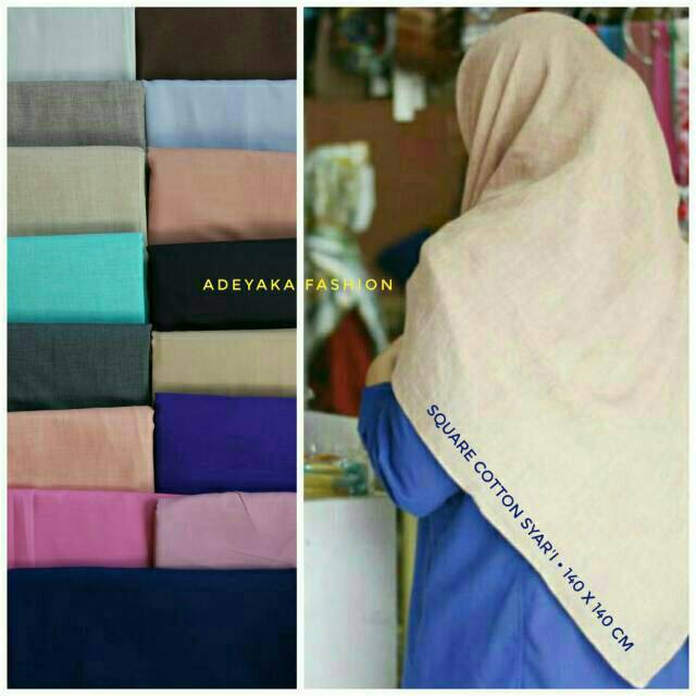 Jilbab segiempat polos jumbo katun saudia umama