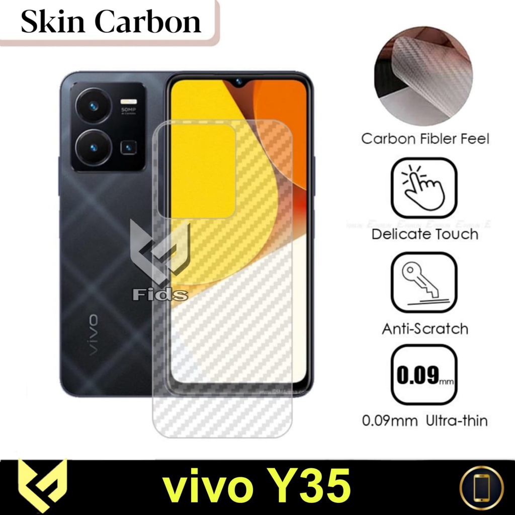 NEW PROMO Paket 3IN1 For VIVO Y35 2022 / VIVO Y16 2022 / VIVO Y22 2022 Anti Gores Layar Ceramic Anti Blue Free Lens Camera &amp; Skin Carbon Anti Gores Jamur Body Belakang Handphone