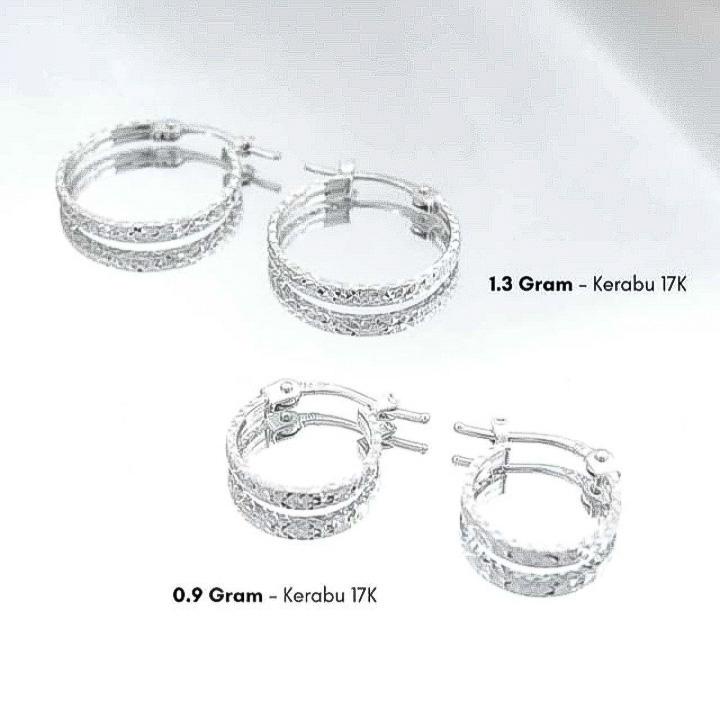 Kerabu anting bulat anak dan dewasa emas asli kadar 750 75% 17k ukir whitegold gold elegan