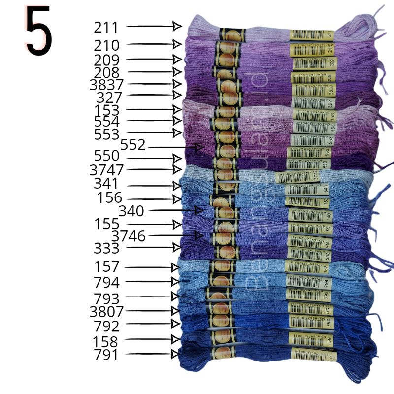 COLUMN 5 & 6. Benang sulam CXC kode mendekati DMC.